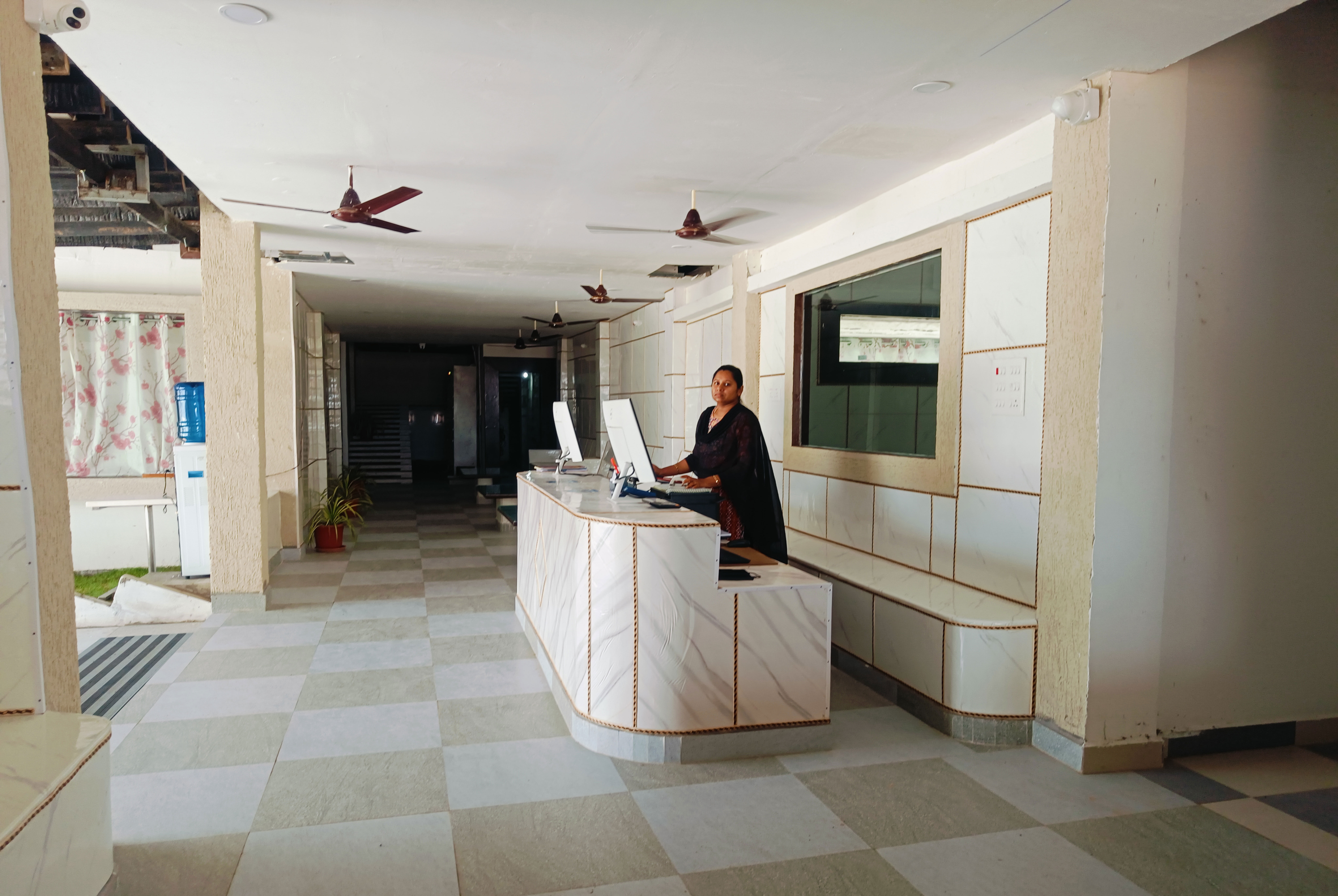 Grand Arya Beach Resorts reception area in Chirala